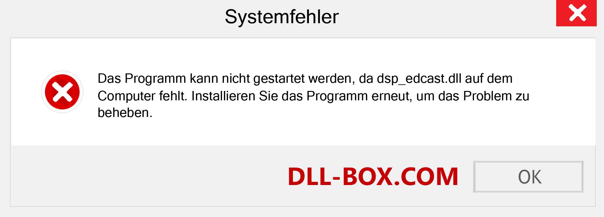 dsp_edcast.dll-Datei fehlt?. Download für Windows 7, 8, 10 - Fix dsp_edcast dll Missing Error unter Windows, Fotos, Bildern