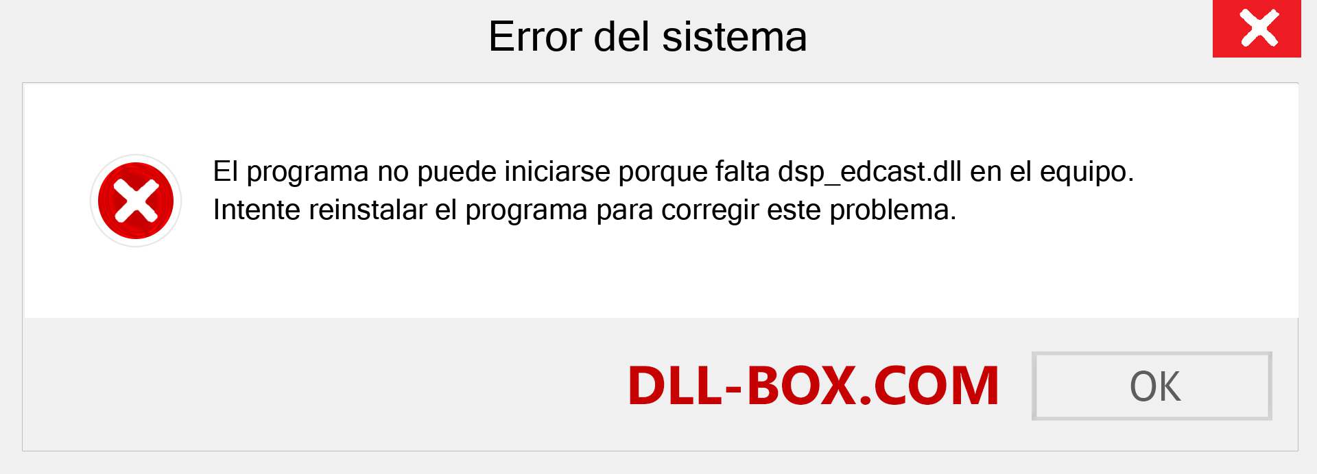 ¿Falta el archivo dsp_edcast.dll ?. Descargar para Windows 7, 8, 10 - Corregir dsp_edcast dll Missing Error en Windows, fotos, imágenes